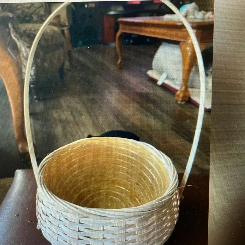 Set of Two White Wicker Baskets